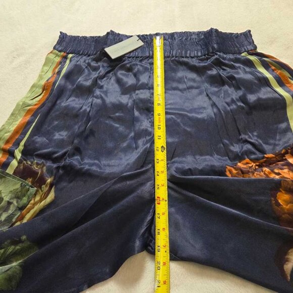 New Plus 2X Conditions Apply x Imara satin wide-leg pull on pants in Navy floral - Picture 8 of 13